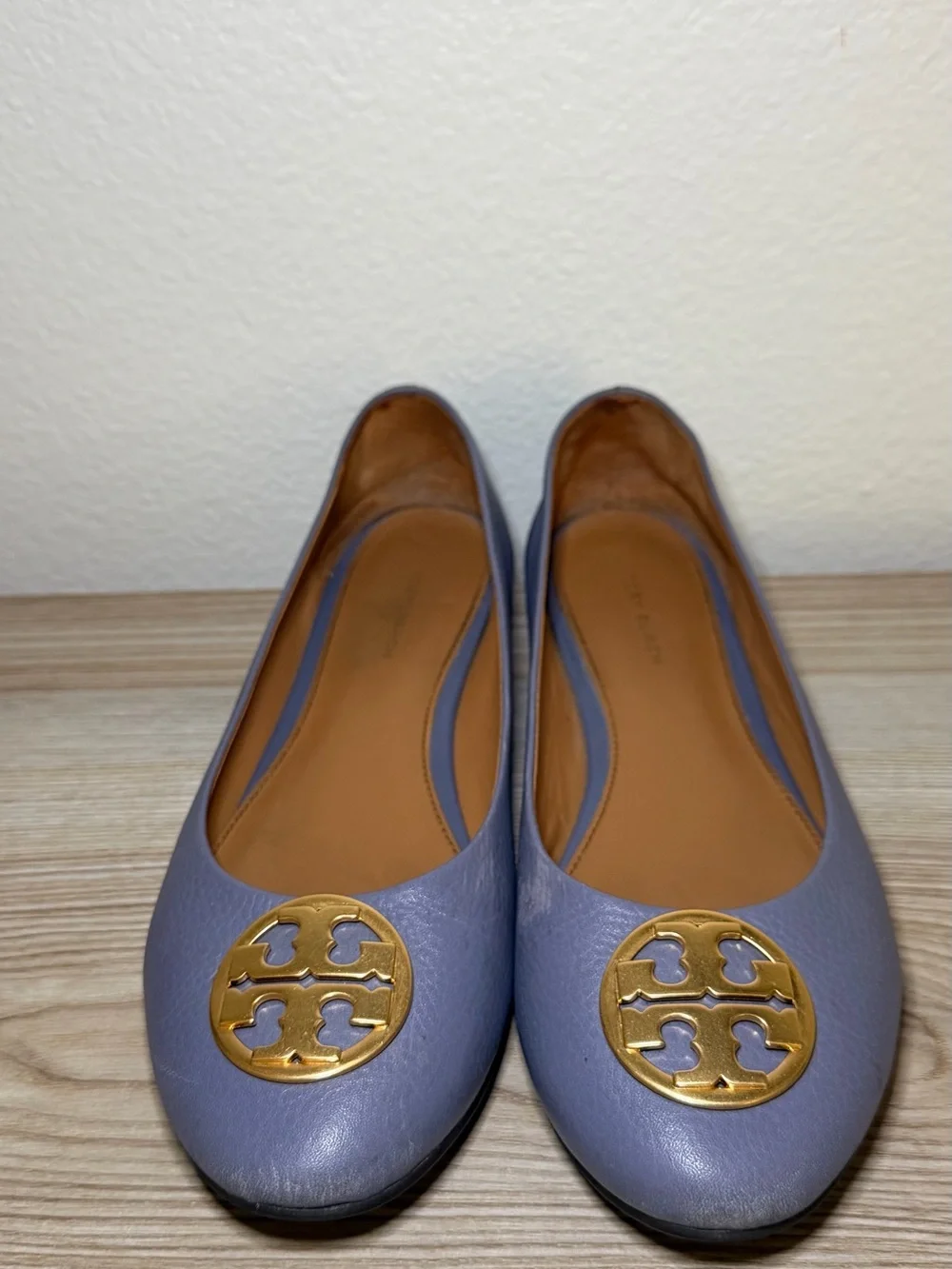 Tory Burch Lavender Leather Ballet Flats with Gold Logo
